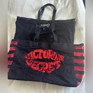 Lot of 2 Victoria’s Secret large tote bags